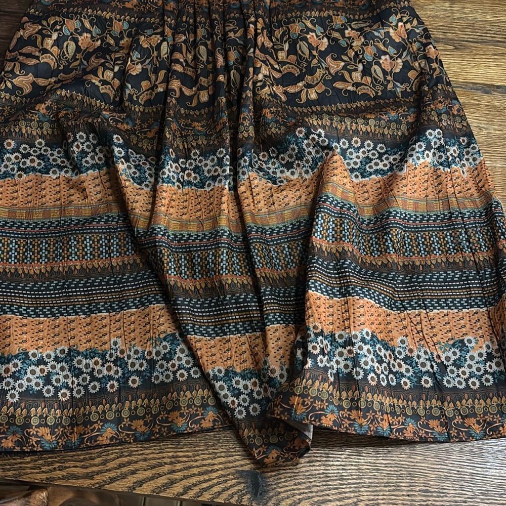 Bohemian Floral Print Skirt - Black and Orange -Bazaar Collection UK